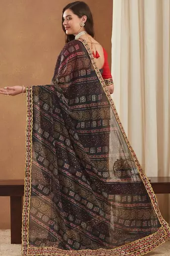 Bandhani Gotta Patti Poly Georgette Designer Bandhani Saree