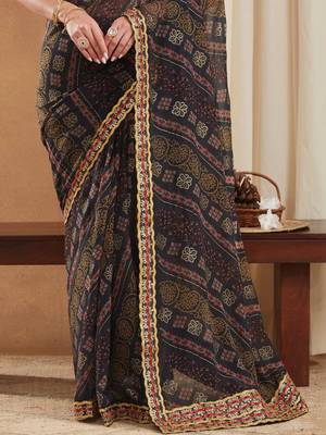 Bandhani Gotta Patti Poly Georgette Designer Bandhani Saree 5