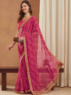 Bandhani Gotta Patti Poly Georgette Designer Bandhani Saree 1