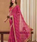 Bandhani Gotta Patti Poly Georgette Designer Bandhani Saree