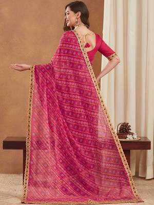Bandhani Gotta Patti Poly Georgette Designer Bandhani Saree 3