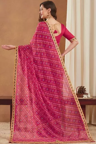 Bandhani Gotta Patti Poly Georgette Designer Bandhani Saree