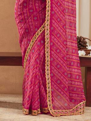 Bandhani Gotta Patti Poly Georgette Designer Bandhani Saree 5