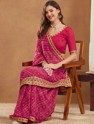 Bandhani Gotta Patti Poly Georgette Designer Bandhani Saree 6