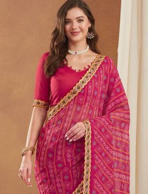 Bandhani Gotta Patti Poly Georgette Designer Bandhani Saree 7