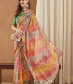Bandhani Zari Poly Georgette Designer Bandhani Saree