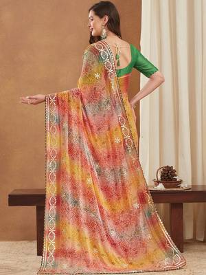 Bandhani Zari Poly Georgette Designer Bandhani Saree 3