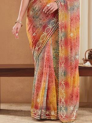 Bandhani Zari Poly Georgette Designer Bandhani Saree 5