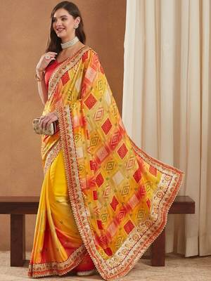 Bandhani Gotta Patti Poly Chiffon Designer Bandhani Saree 1
