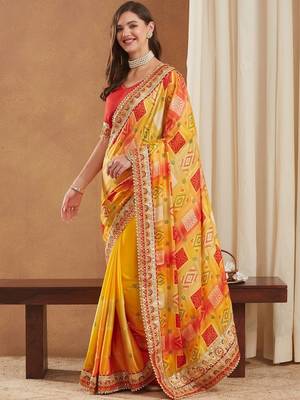 Bandhani Gotta Patti Poly Chiffon Designer Bandhani Saree 2