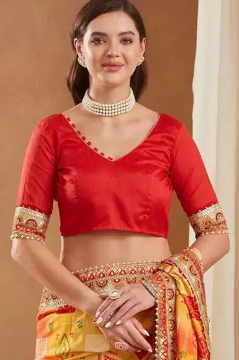 Bandhani Gotta Patti Poly Chiffon Designer Bandhani Saree