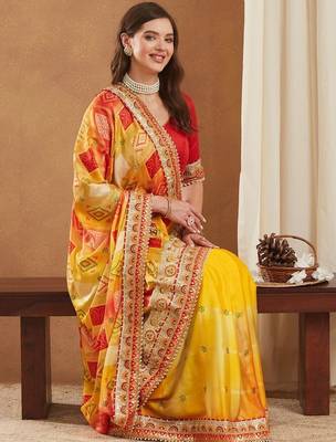 Bandhani Gotta Patti Poly Chiffon Designer Bandhani Saree 6
