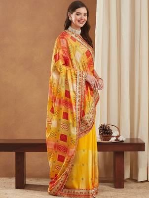 Bandhani Gotta Patti Poly Chiffon Designer Bandhani Saree 7