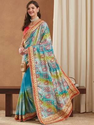 Bandhani Gotta Patti Poly Chiffon Designer Bandhani Saree 1