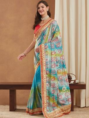 Bandhani Gotta Patti Poly Chiffon Designer Bandhani Saree 2