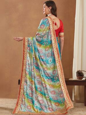 Bandhani Gotta Patti Poly Chiffon Designer Bandhani Saree 3