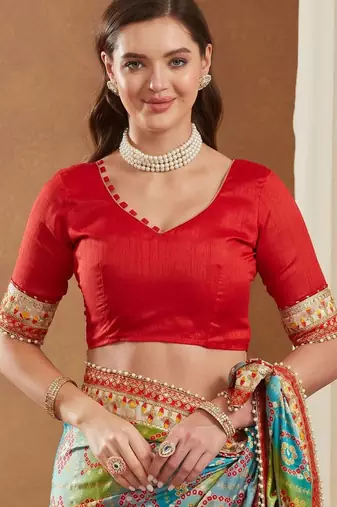 Bandhani Gotta Patti Poly Chiffon Designer Bandhani Saree