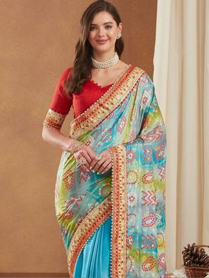 Bandhani Gotta Patti Poly Chiffon Designer Bandhani Saree 5