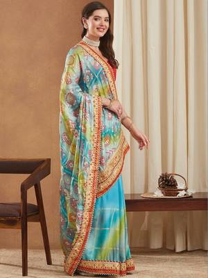 Bandhani Gotta Patti Poly Chiffon Designer Bandhani Saree 6