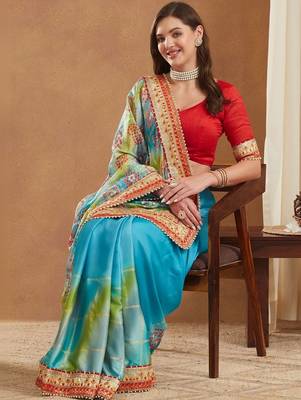 Bandhani Gotta Patti Poly Chiffon Designer Bandhani Saree 7