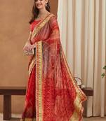 Bandhani Gotta Patti Poly Chiffon Designer Bandhani Saree