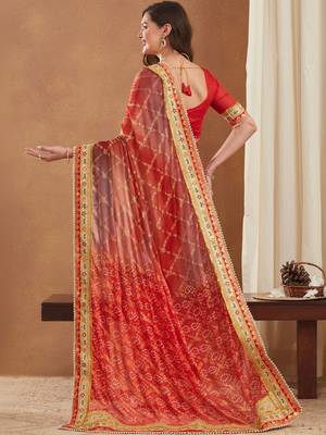 Bandhani Gotta Patti Poly Chiffon Designer Bandhani Saree 3