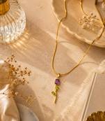 18K Gold Plated Stone Floral Pendant Necklace