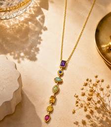 18K Gold Plated Pastel Geometric Charm Drop Necklace