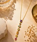 18K Gold Plated Pastel Geometric Charm Drop Necklace