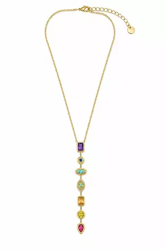 18K Gold Plated Pastel Geometric Charm Drop Necklace