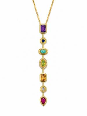 18K Gold Plated Pastel Geometric Charm Drop Necklace 3