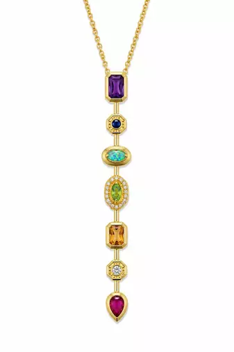 18K Gold Plated Pastel Geometric Charm Drop Necklace