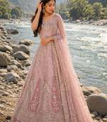 Embroidered Powder Pink Lehenga Choli with Dupatta for Women