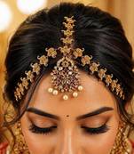 South Indian Bridal Maang Tikka, Matha Patti Headpiece,Kundan Pearl Maangtikka