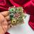 Oxidized Silver Brass Cuff Bracelet, Boho Tribal Ethnic Indian Green Stone Pearl Bangle