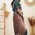 Deep teal silk blend saree with copper motifs