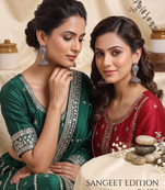 Oxidized silver earring combo – red & green stone ethnic drop earrings for women (pack of 2)