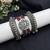 Silver Oxidized Brass Bracelet Set of 3pc, Lotus Kada Bangles, kundan Cuff Bracelet, 