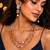 Orange Statement Necklace Earrings Set, Oxidized Silver Double Layer Ethnic Bridal Jewelry