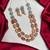 Orange Statement Necklace Earrings Set, Oxidized Silver Double Layer Ethnic Bridal Jewelry