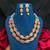 Orange Statement Necklace Earrings Set, Oxidized Silver Double Layer Ethnic Bridal Jewelry