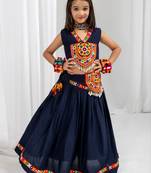 Navy blue navratri girls lehenga choli | rayon cotton kodi katchi work garba wear