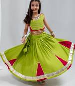 Parrot cherry navratri girls lehenga choli | rayon cotton gota patti garba wear