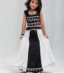 Black white navratri girls lehenga choli | rayon cotton sikka lace garba wear