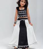 Black white navratri girls lehenga choli | rayon cotton sikka lace garba wear