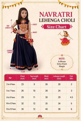 Navy blue navratri girls lehenga choli | rayon cotton kodi katchi work garba wear 5