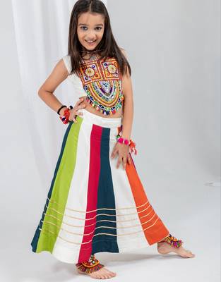 Navratri girls lehenga choli set | rayon cotton multi kali gota patti garba wear 1