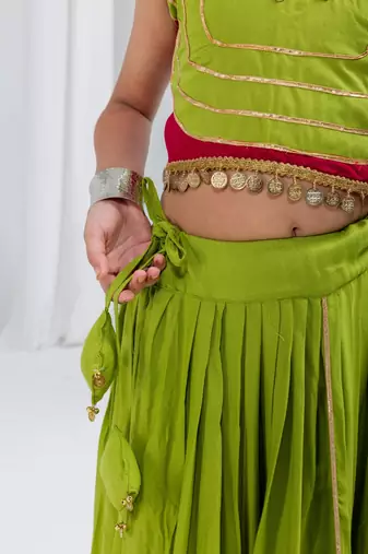 Parrot cherry navratri girls lehenga choli | rayon cotton gota patti garba wear