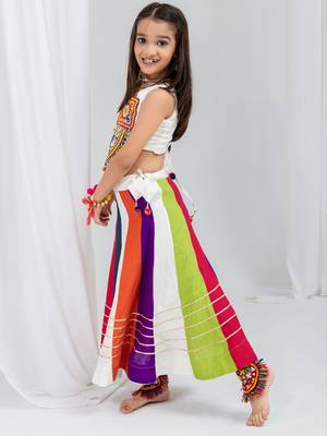 Navratri girls lehenga choli set | rayon cotton multi kali gota patti garba wear 2