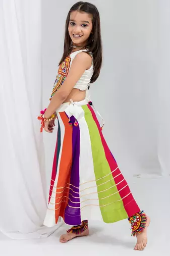 Navratri girls lehenga choli set | rayon cotton multi kali gota patti garba wear